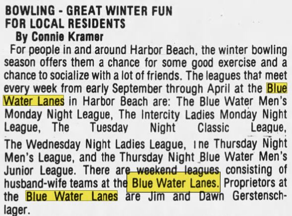 Blue Water Lanes - Jan 1991 Article